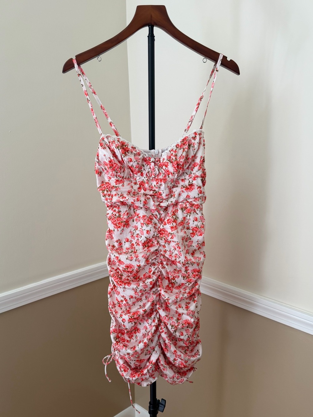 Princess Polly White Mini Dress with Red Floral Print